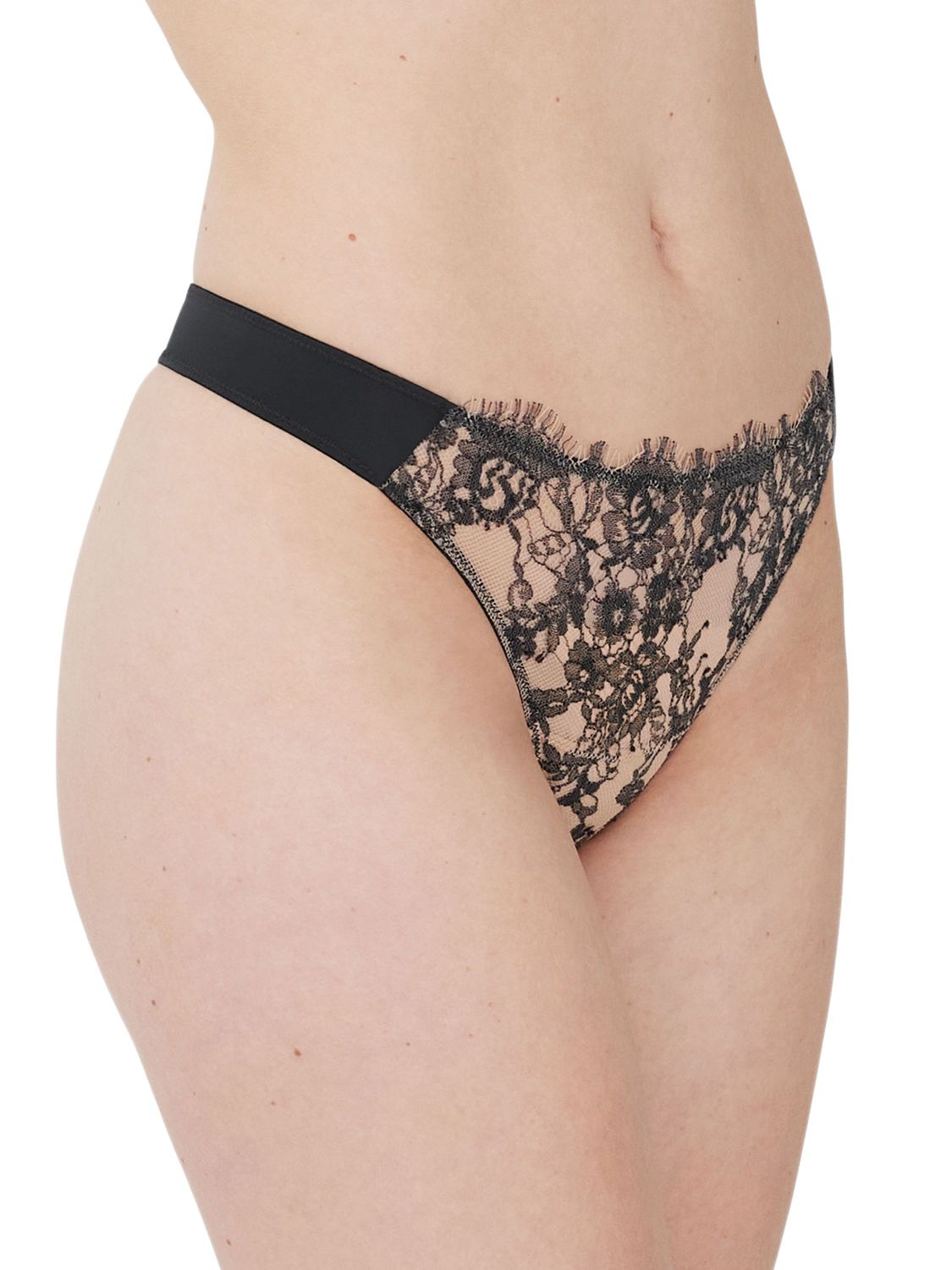 SKB371143 Entice Lace Thong, Color: BlackNylon, Size: Small