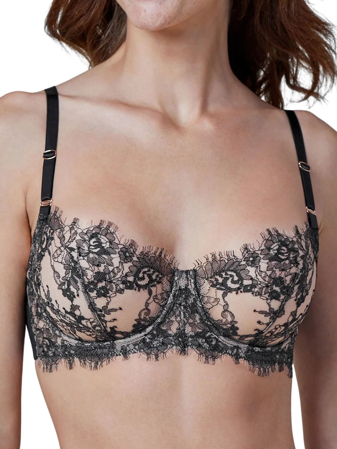 SKB324143 Entice Balconette Bra, Color: BlackNylon, Size: 30D