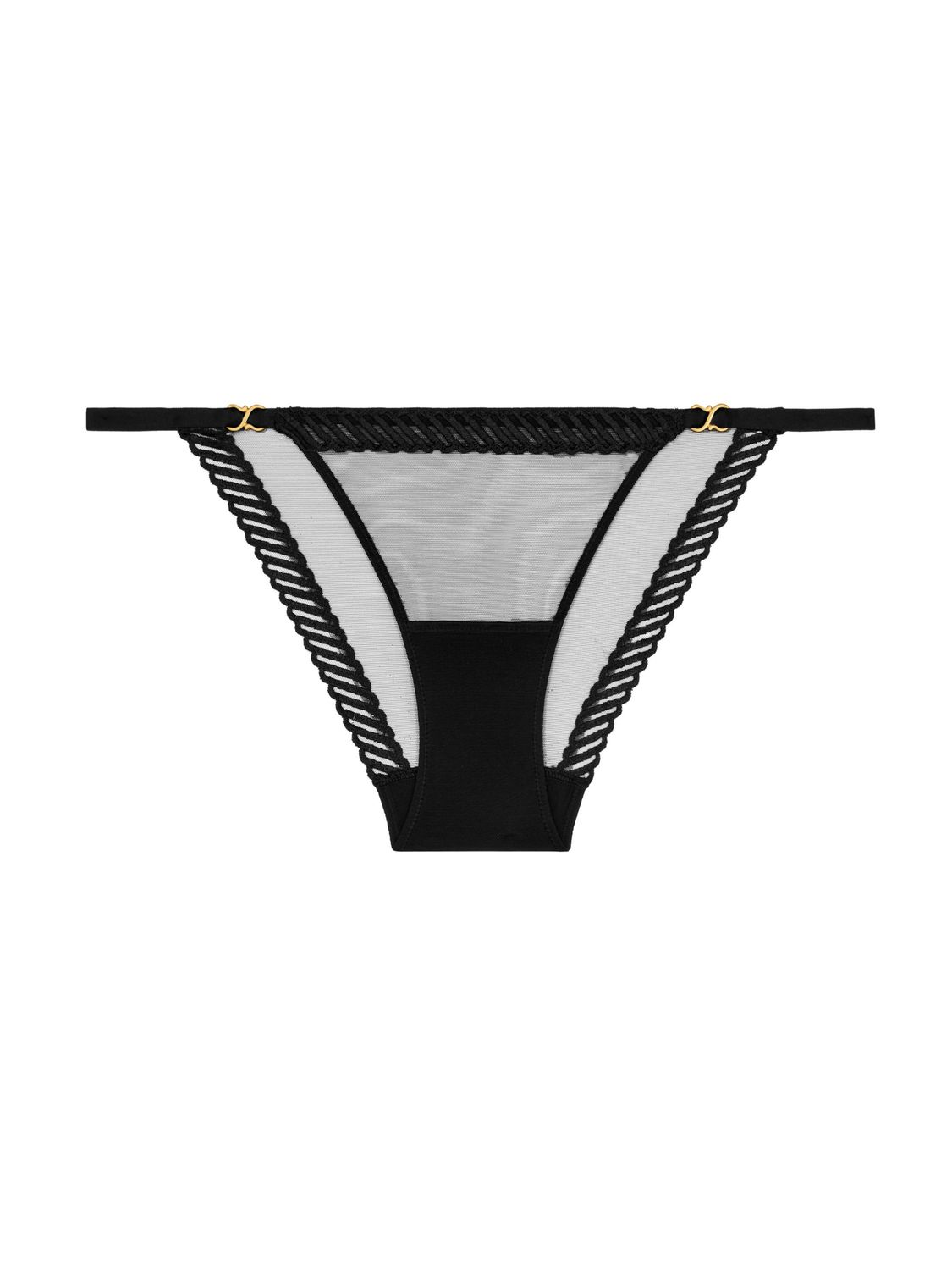 AUB4M20 Sheer Emotion Mini-Coeur Brief, Color: Black, Size: Large