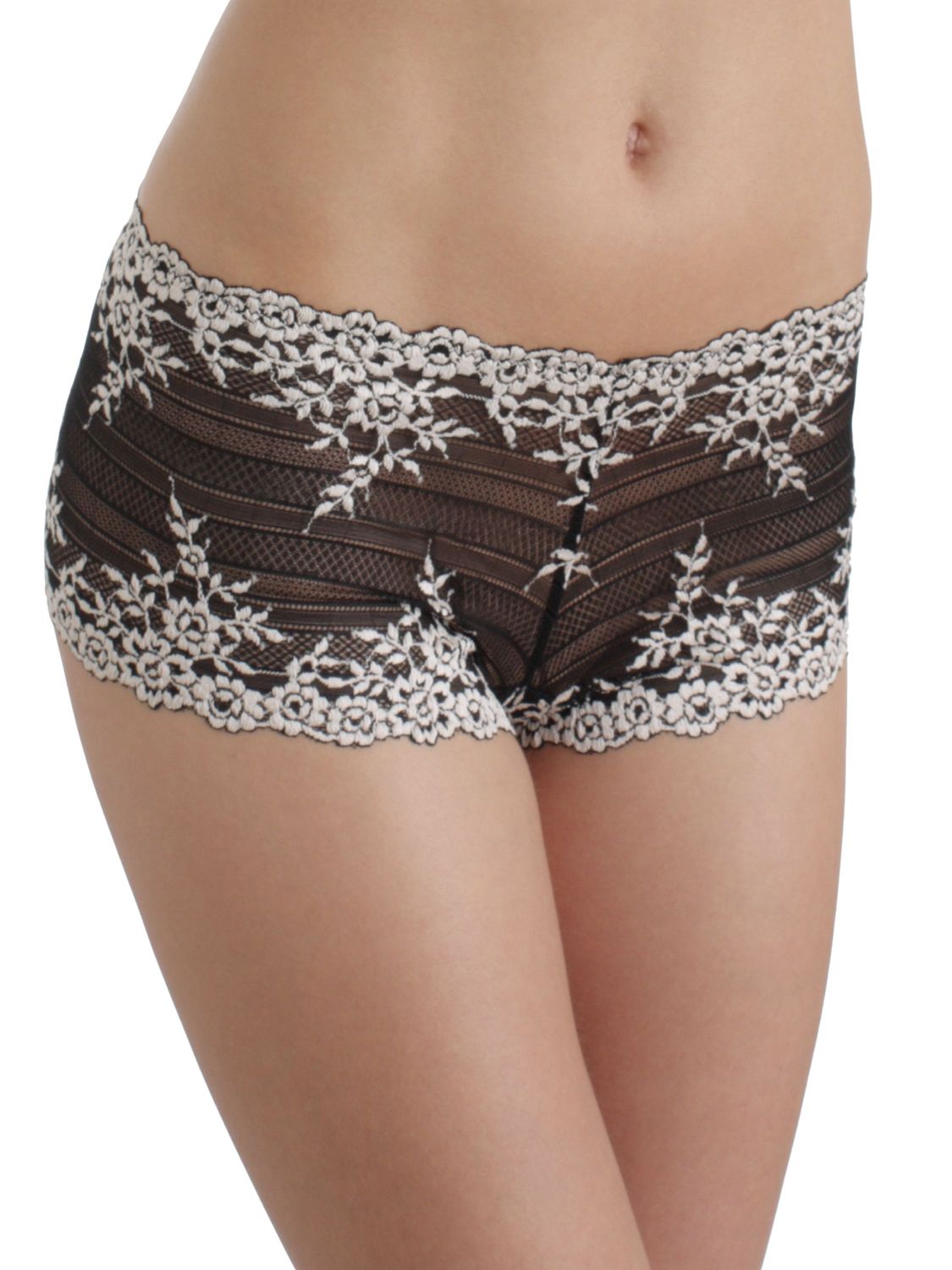 WAC67491 Embrace Lace Boyshort, Color: Black, Size: Large