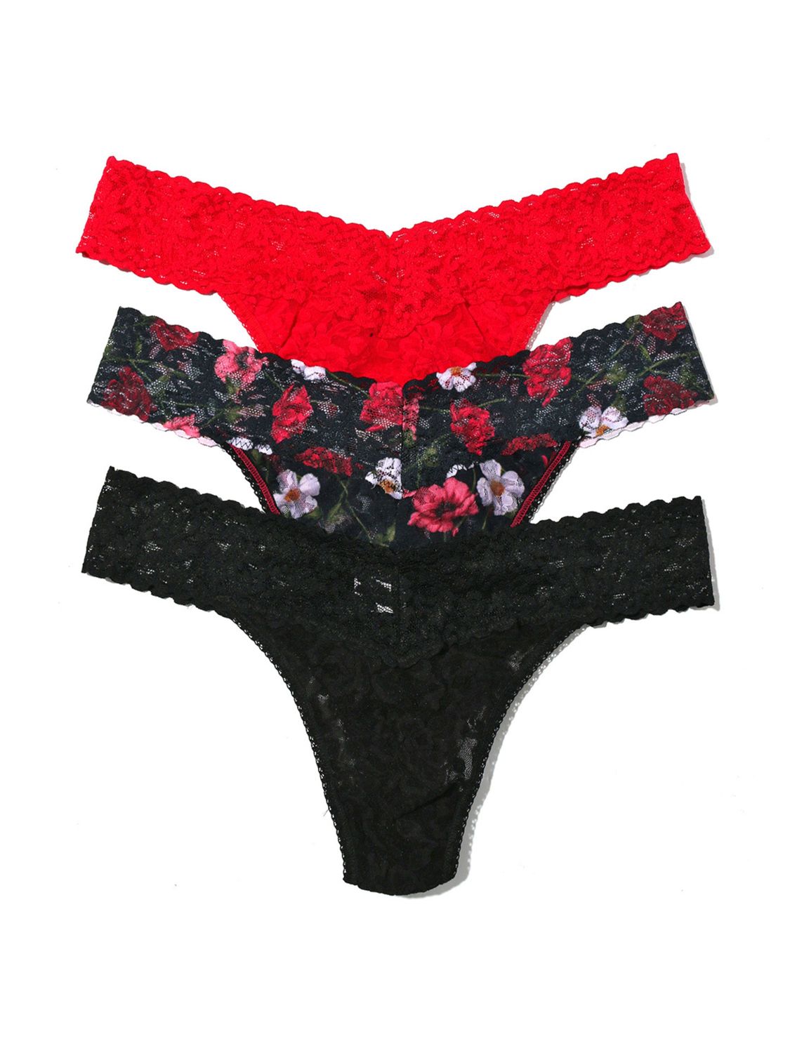 HAK48PRCELS Original Rise Thong 3 Pack Box, Color: RedAmIDreamingBlack, Size: OneSize