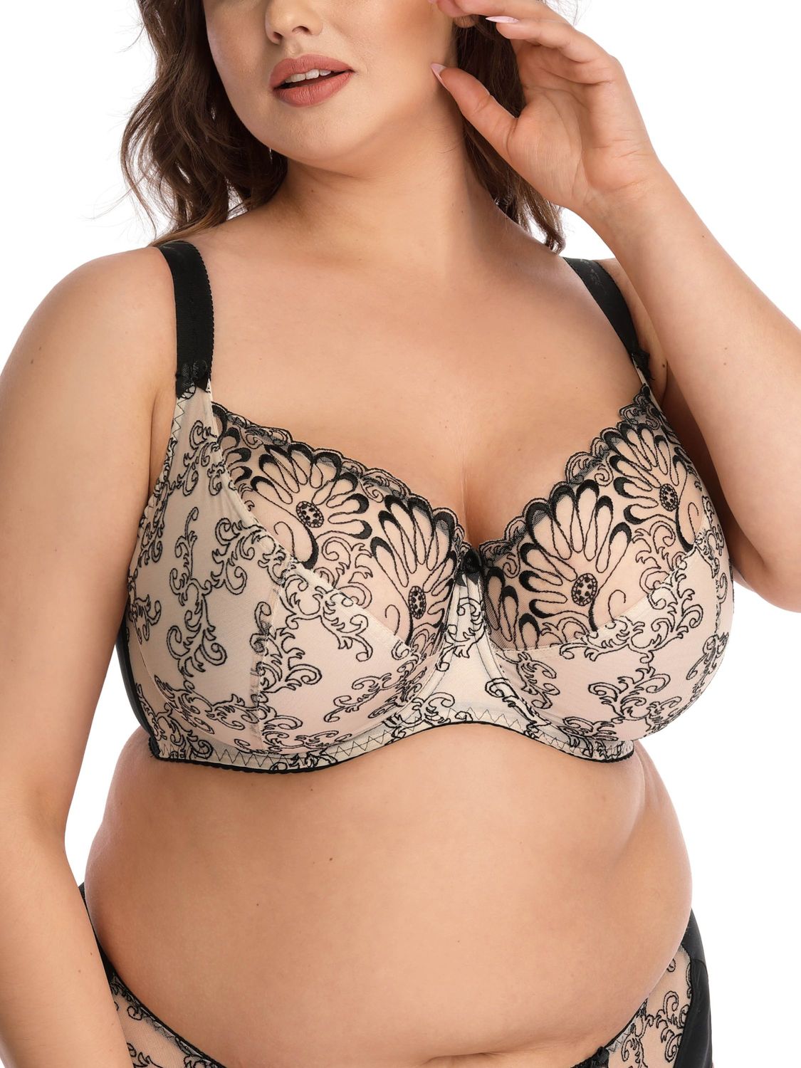 NESTATN500 Tatuaz Collection Balcony Bra, Color: BeigeBlack, Size: 30M