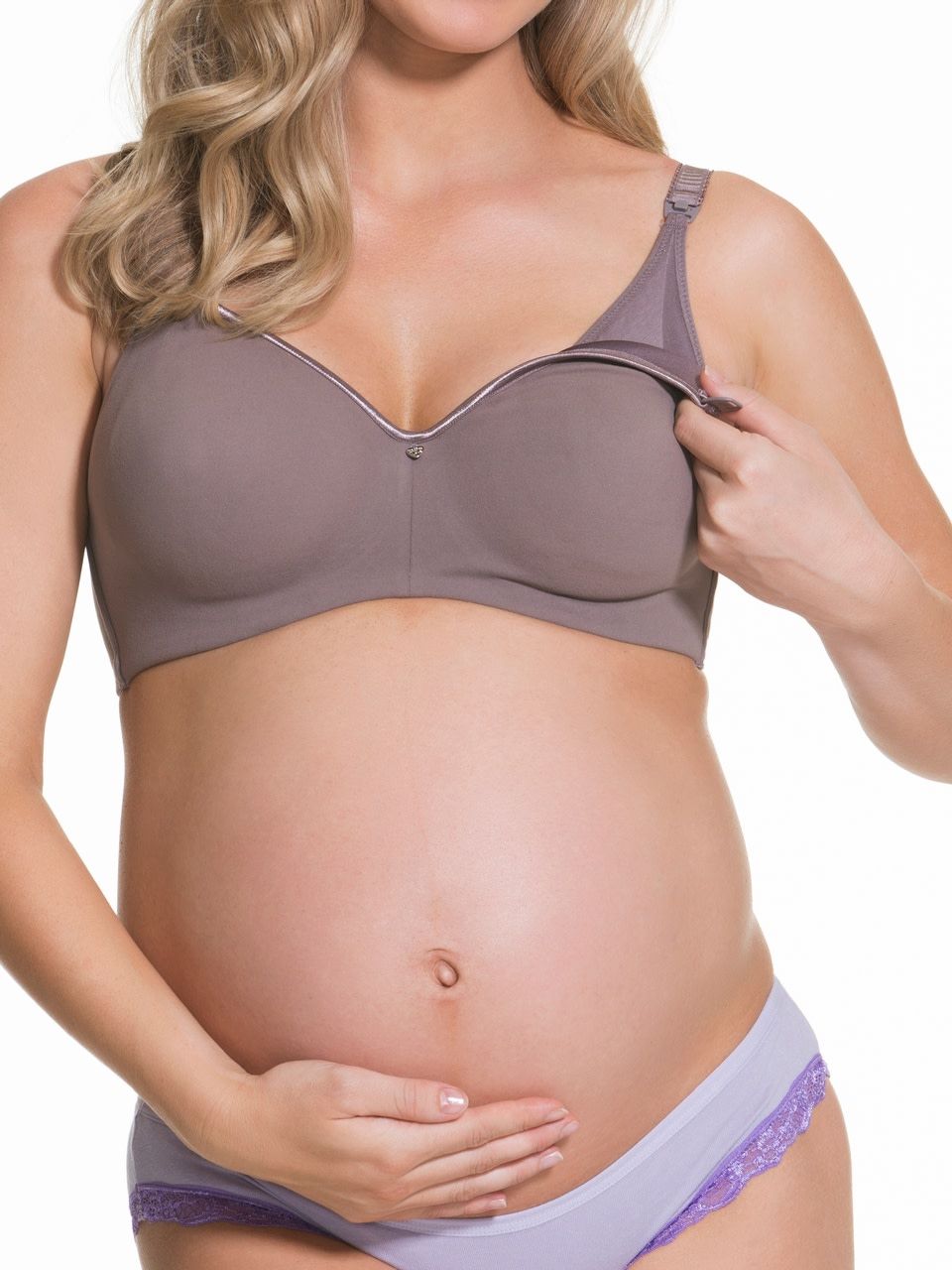 CAK241016 Croissant Seamless Flex Wire Nursing Bra, Color: Raisin (On Sale), Size: 34G