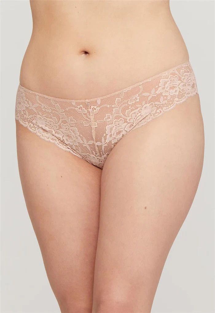 MON9001 Lace Brazilian Tanga, Color: Champagne, Size: Large