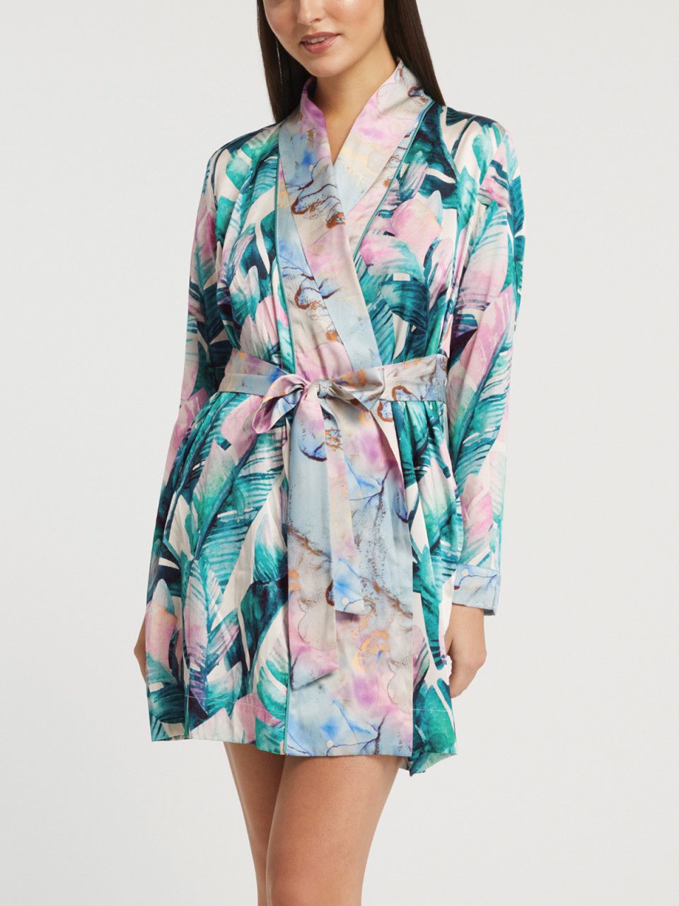 INJ7008 Silk Cover Up, Color: BeverlyHillsHotel, Size: Large/XLarge