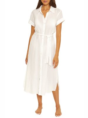 BEC6060371 Gauzy Shirt Dress Beach Cover Up