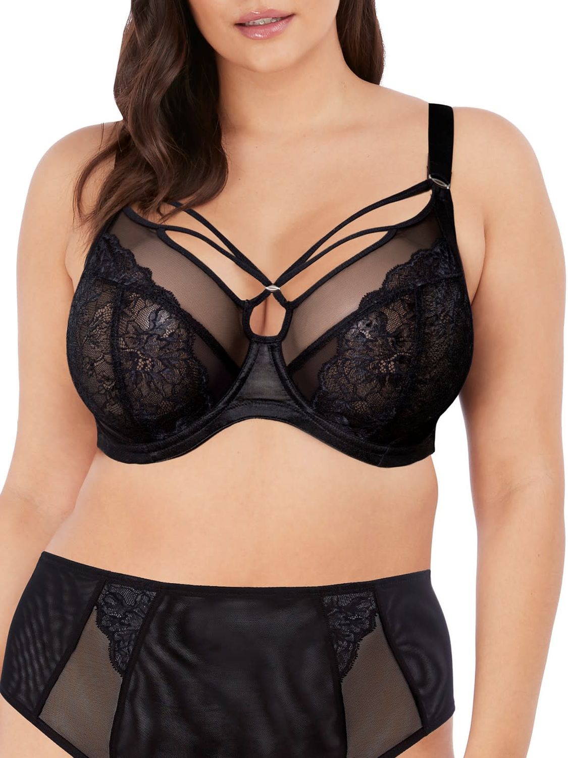 ELO8080 Brianna UW Strappy Plunge Bra, Color: Black, Size: 32K