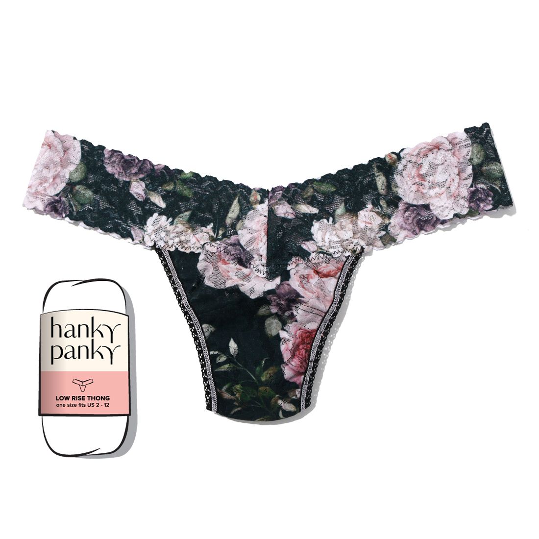 HAK4911PRP Low Rise Thong Prints, Color: Romantique, Size: OneSize