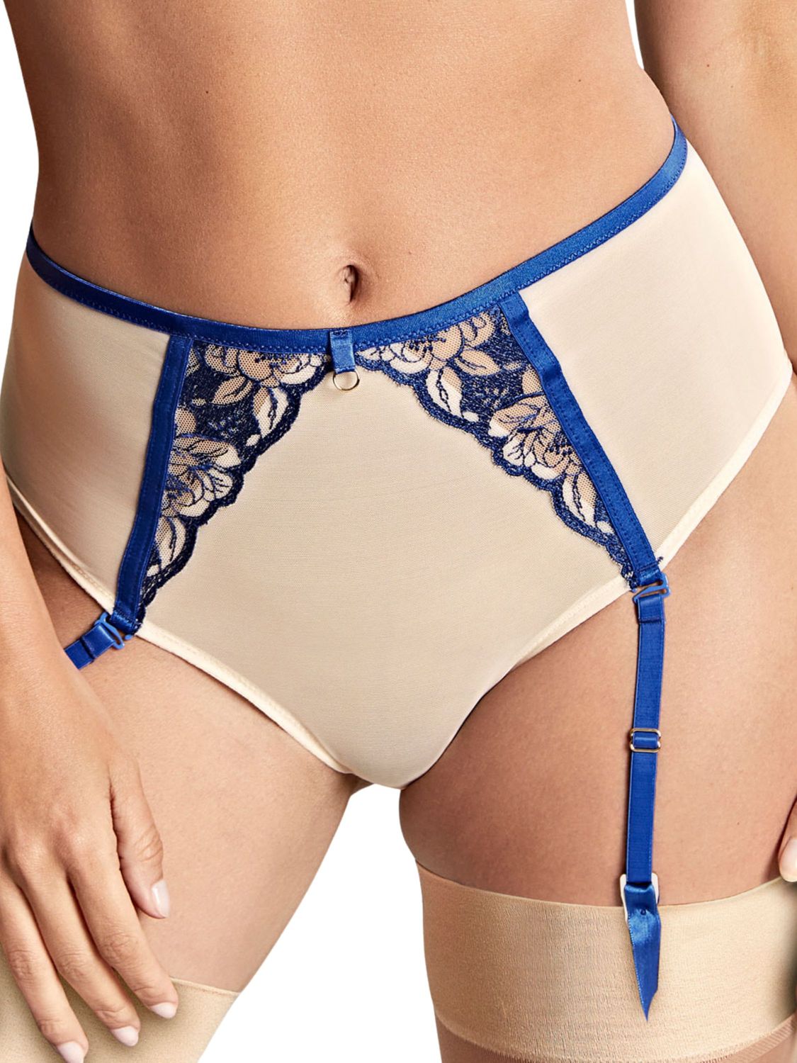 PAN10794 Rosa Suspender Brief, Color: CobaltLatte, Size: Medium