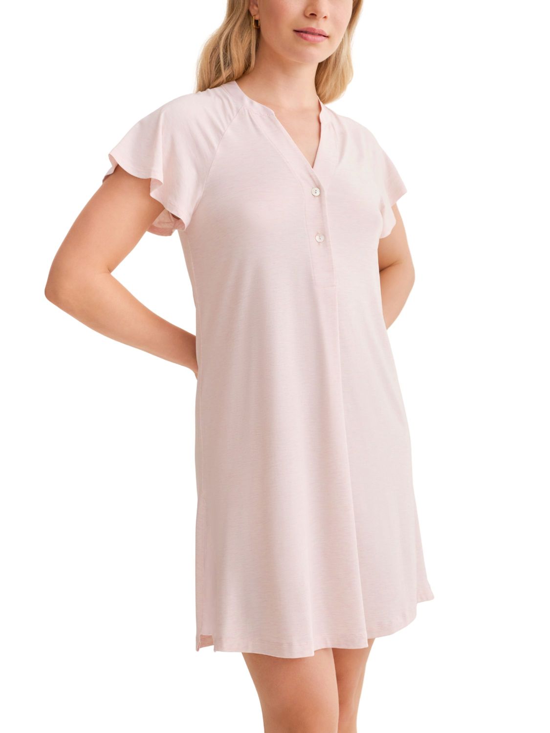 FRT638 Flutter Sleeve Nightshirt, Color: Strawberry Whip, Size: Small