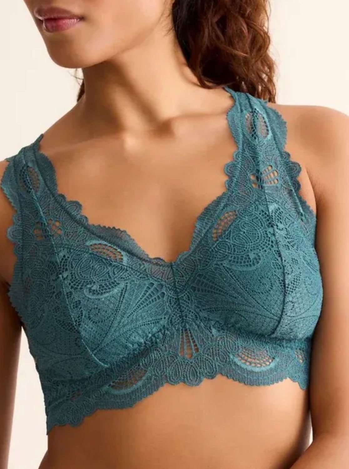 FRT612 Belle Epoque Lace Bralette, Color: Evergreen, Size: Small