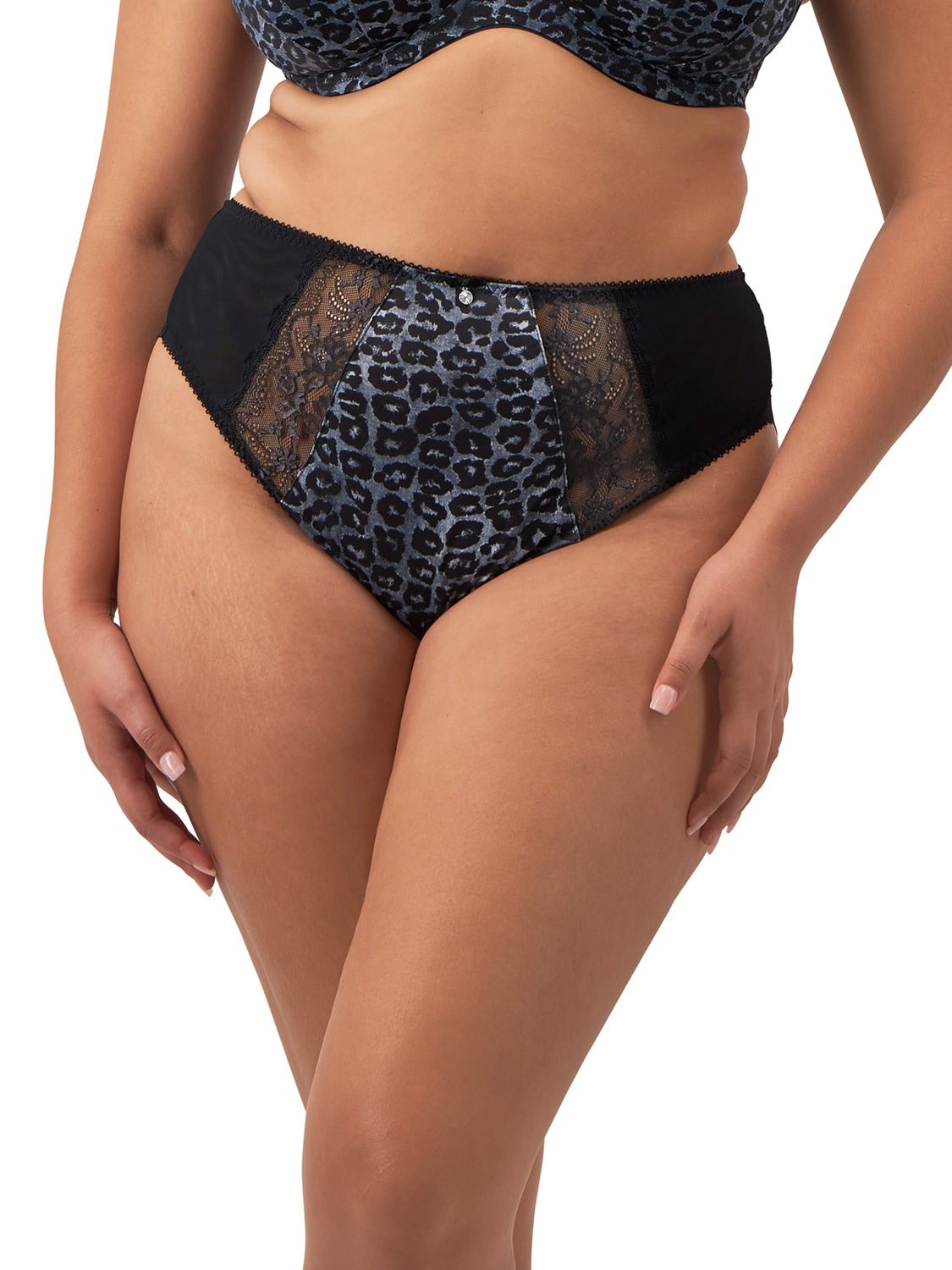 ELO4118 Morgan Print High Leg Brief, Color: Snow Leopard, Size: Large