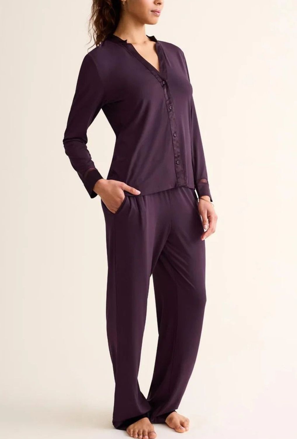 FRT6140 Tuxedo Pj Set, Color: Vino, Size: Large