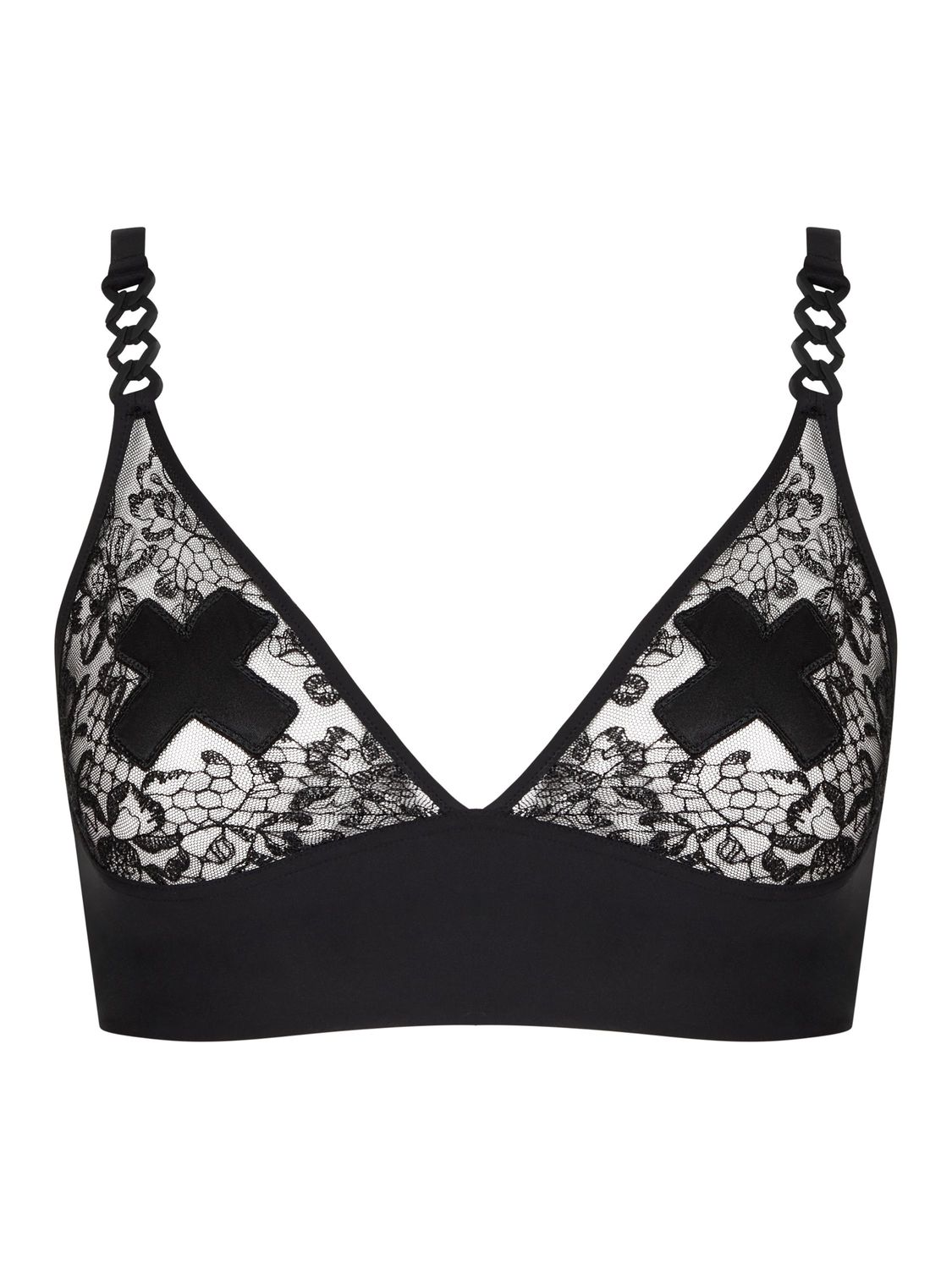 CHX01PPF Xplicit Lace Wireless Bralette, Color: Black, Size: XLarge