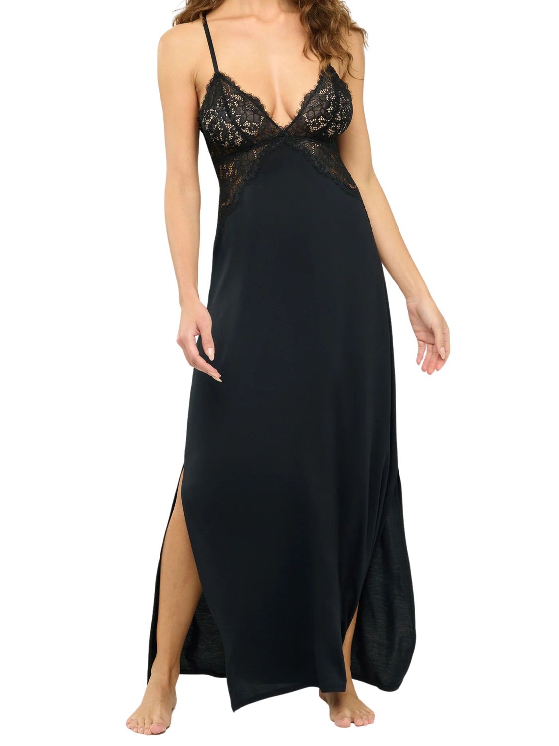 COSPRETA7511 Pret A Porter Maxi Italian Nightie, Color: Black, Size: Small
