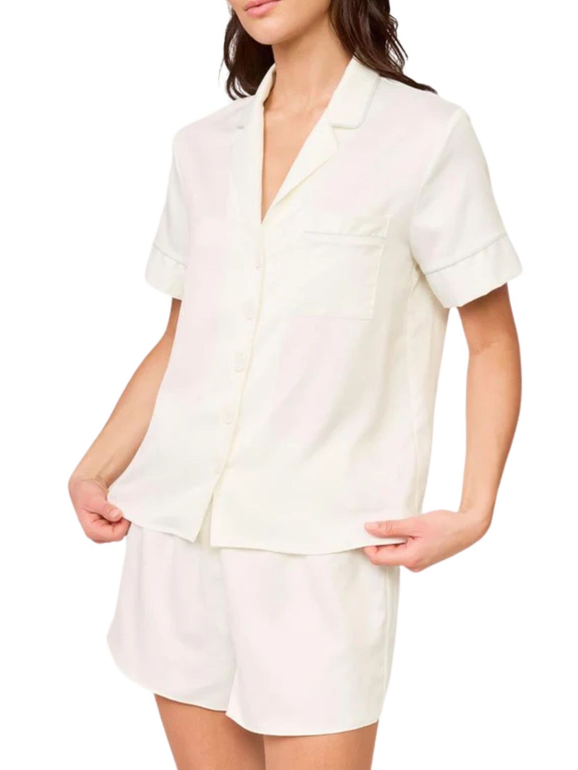 RYA890 Aurora Shortie PJ Set, Color: Ivory, Size: Medium