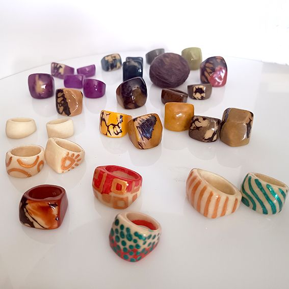 anillos de tagua con diseño