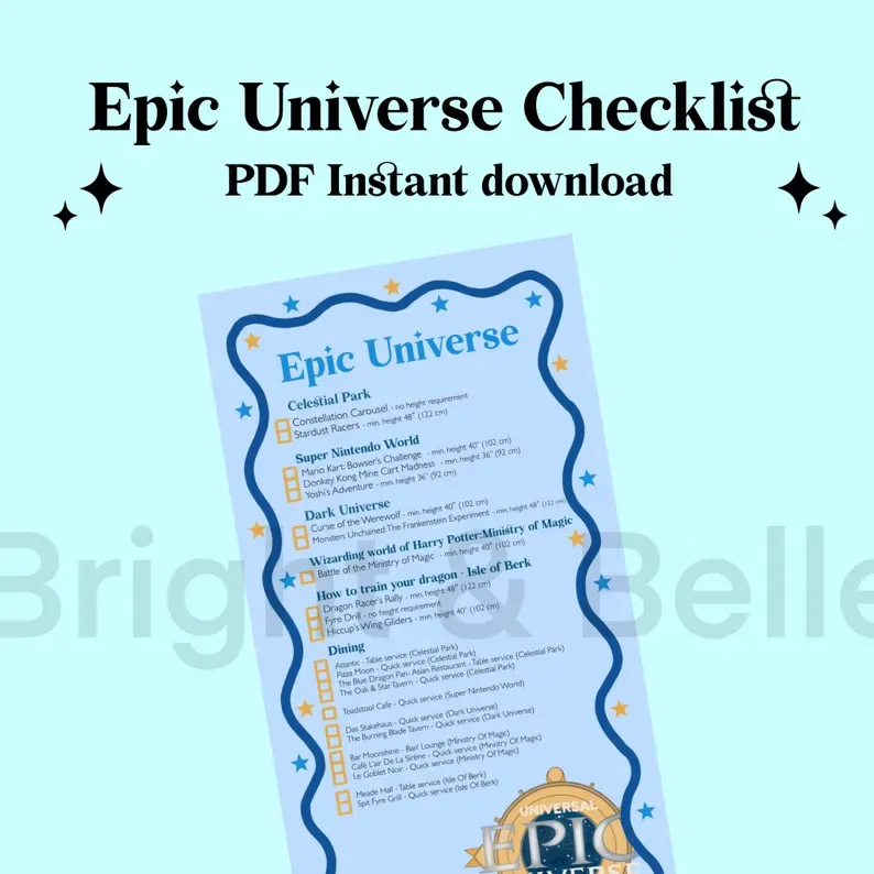 Epic Universe Digital Checklist