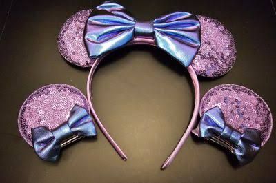 Purple Mini Me Ears Headband and Matching Clips