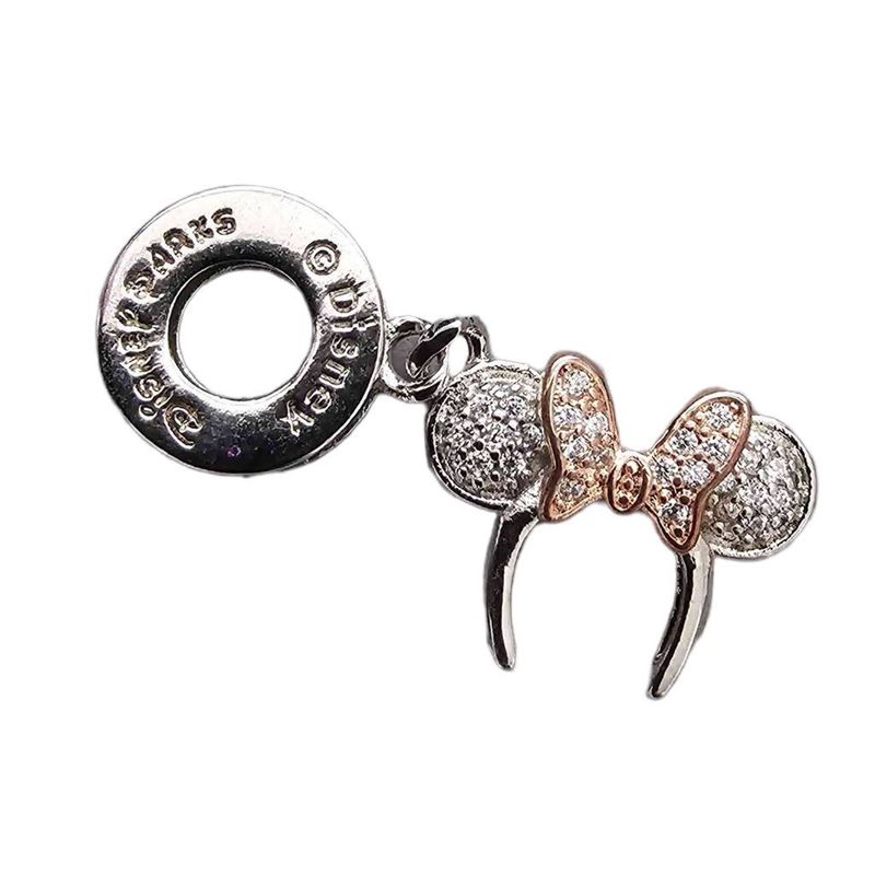 Sterling Silver Headband Ears with Rose Gold Bow