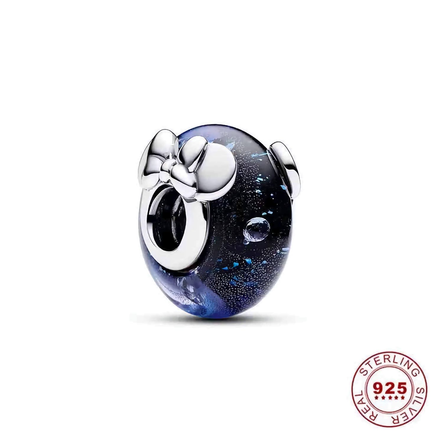 Sterling Silver Navy Mouse Loop Charm