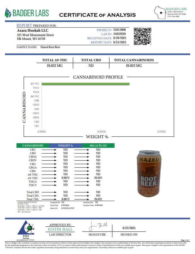 Hazed THC Drink Root Beer 12 Pack (Online)