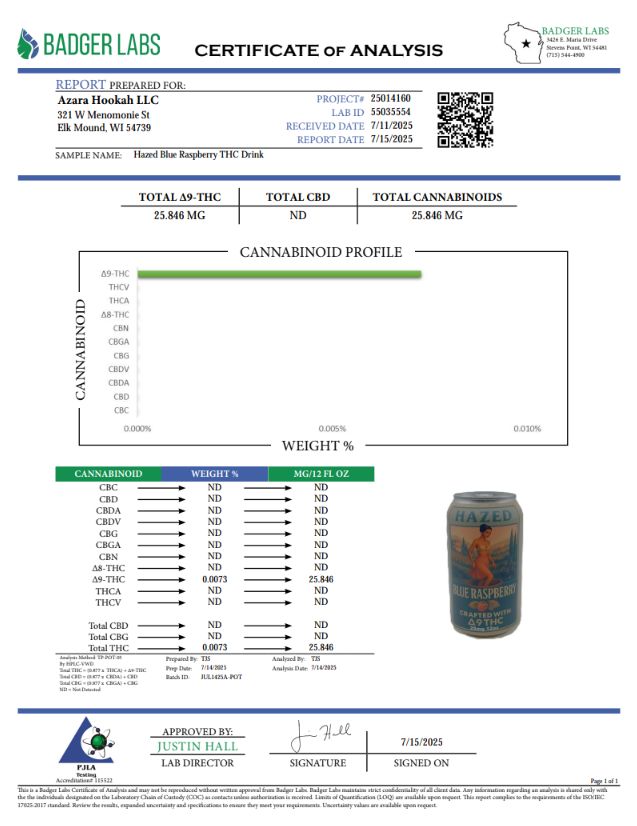 Hazed THC Drink Blue Raspberry