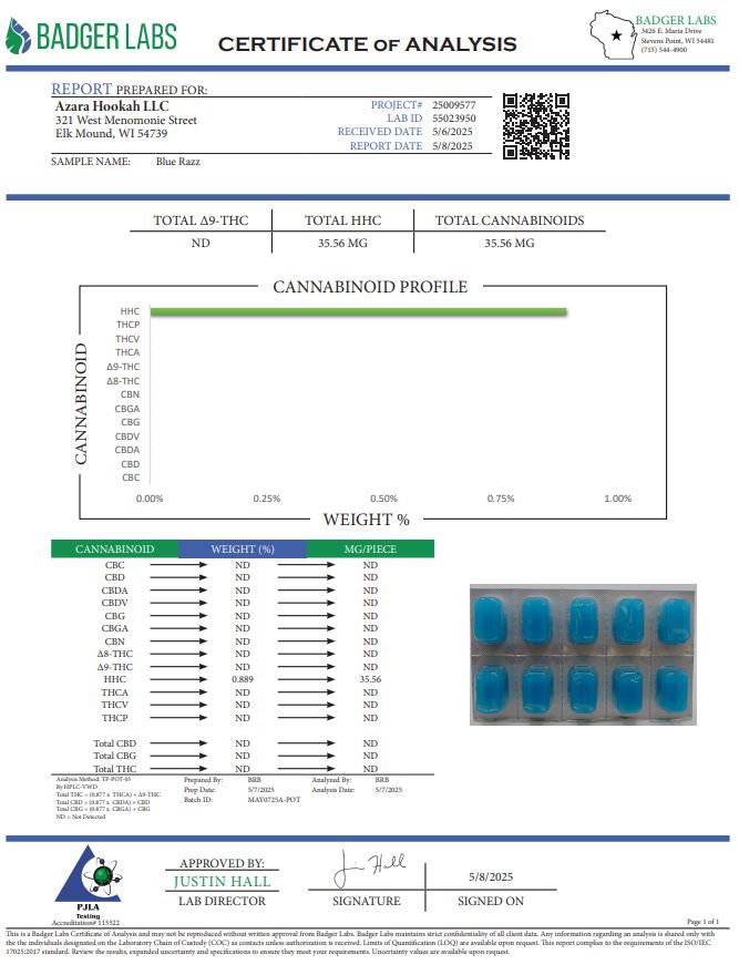 Hazed 10pk HHC Gummies Blue Razz