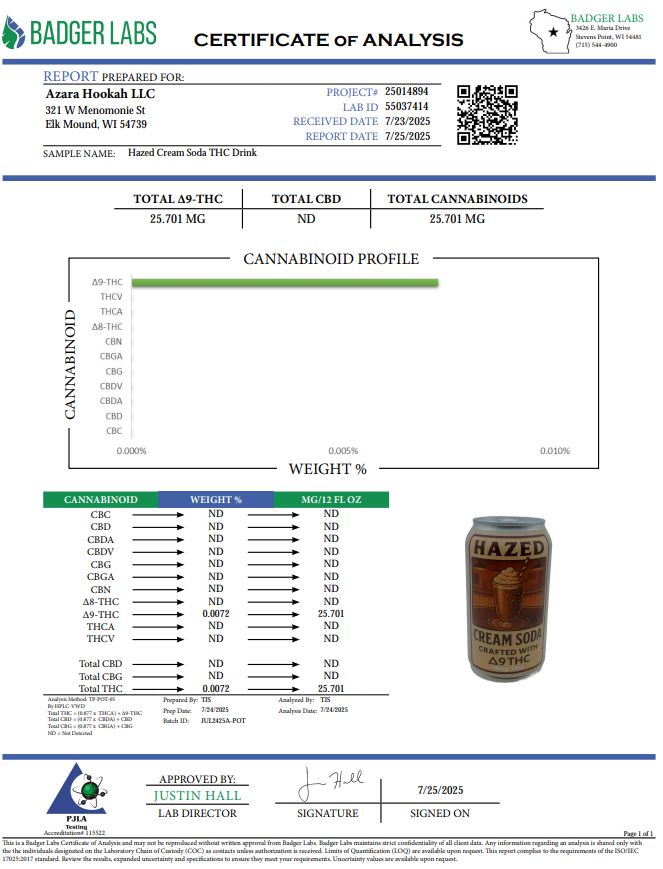 Hazed THC Drink Cream Soda 4 Pack (Online)