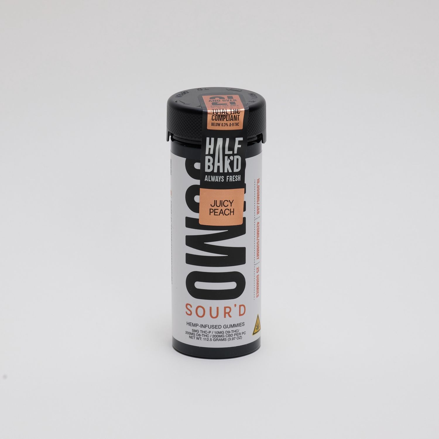 Half Bak&#39;d Sumo Sour&#39;d Gummies - Juicy Peach 25ct