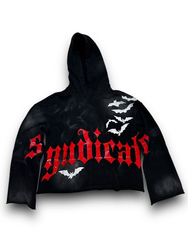 Syndicate &quot;Too Weird...&quot; Crop Hoodie (Black/Red)