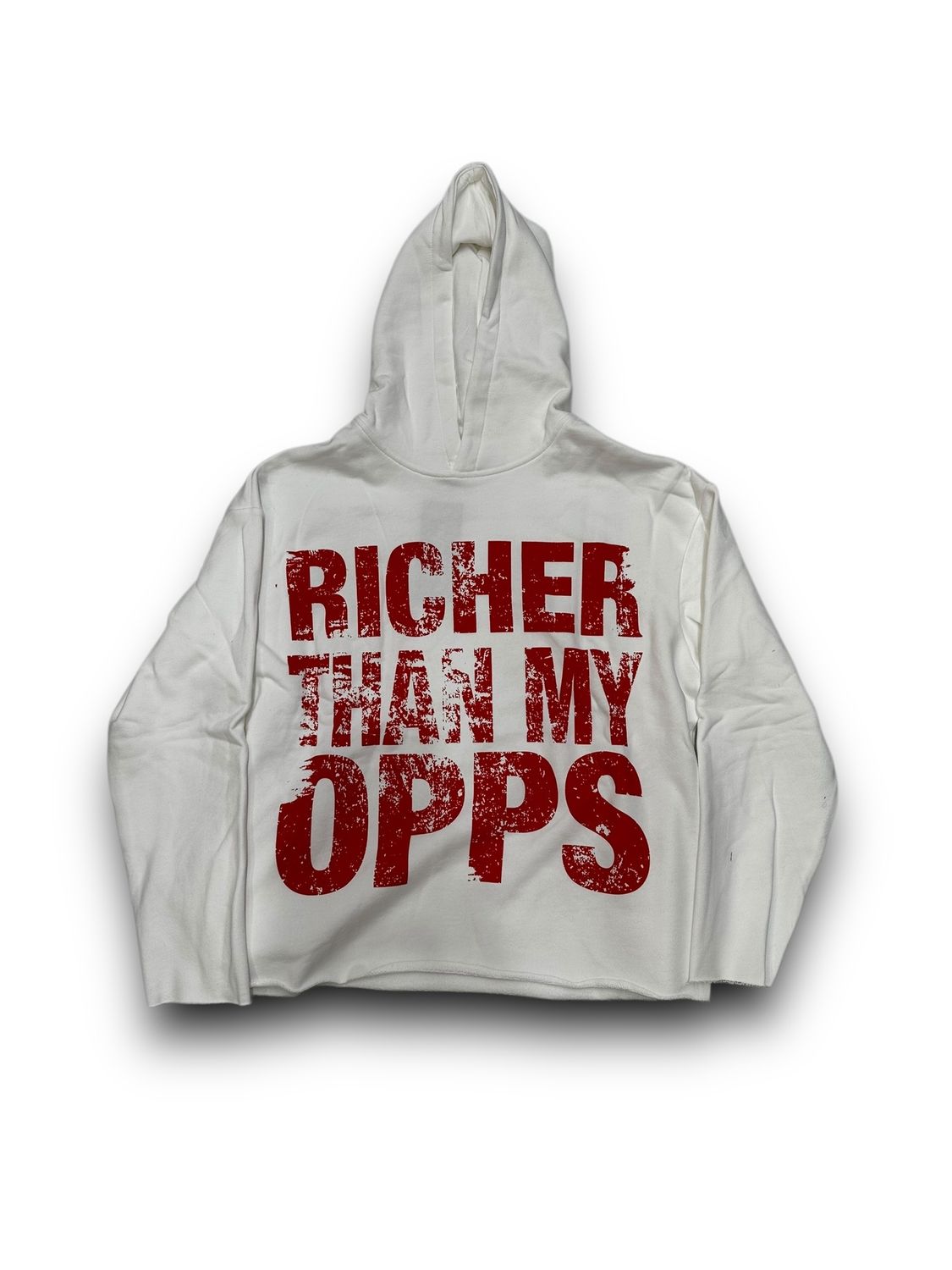 Syndicate &quot;Richer Than...&quot; Crop Hoodie (White/Red)