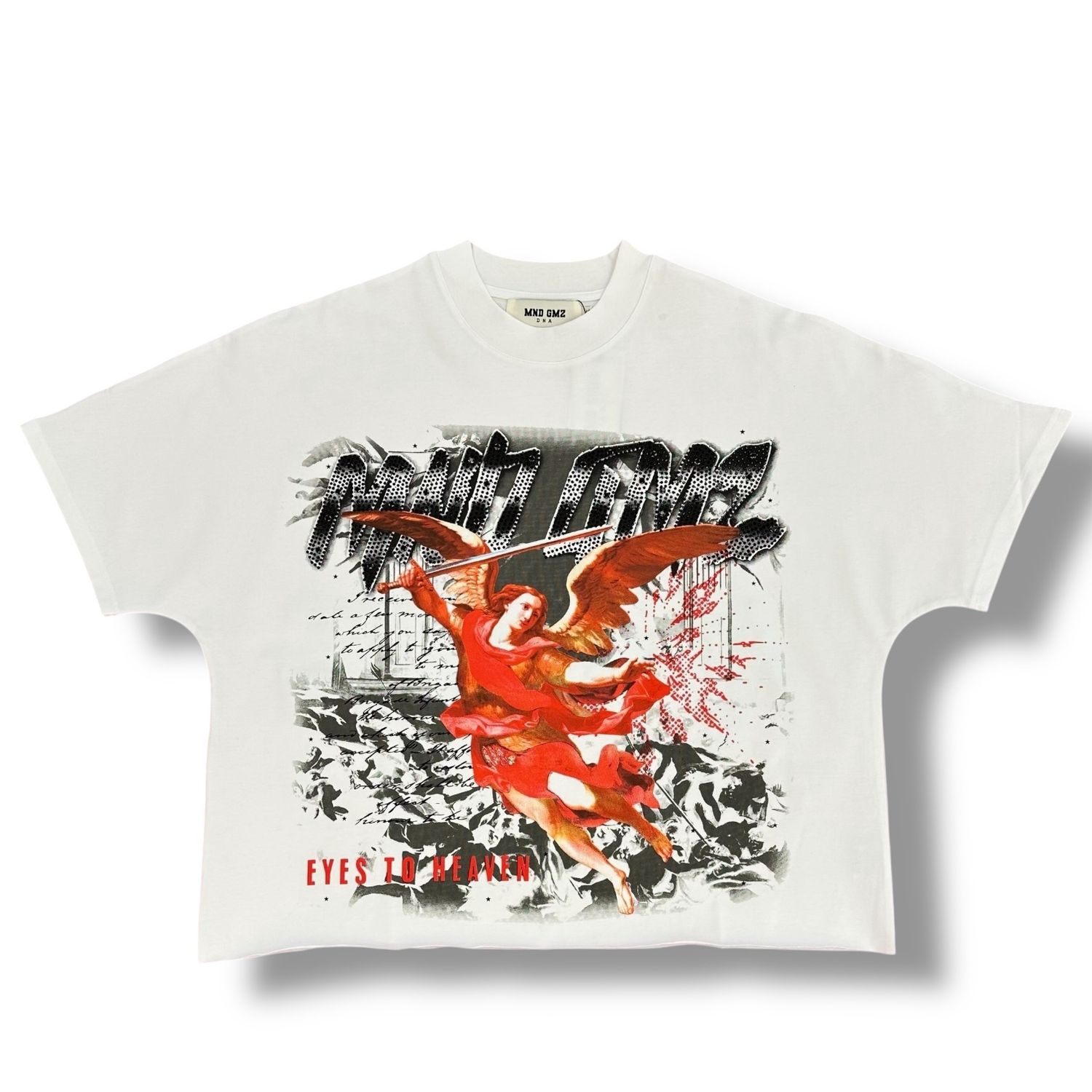 MND GMZ &#39;Eyes to Heaven&#39; Cropped tee (White)