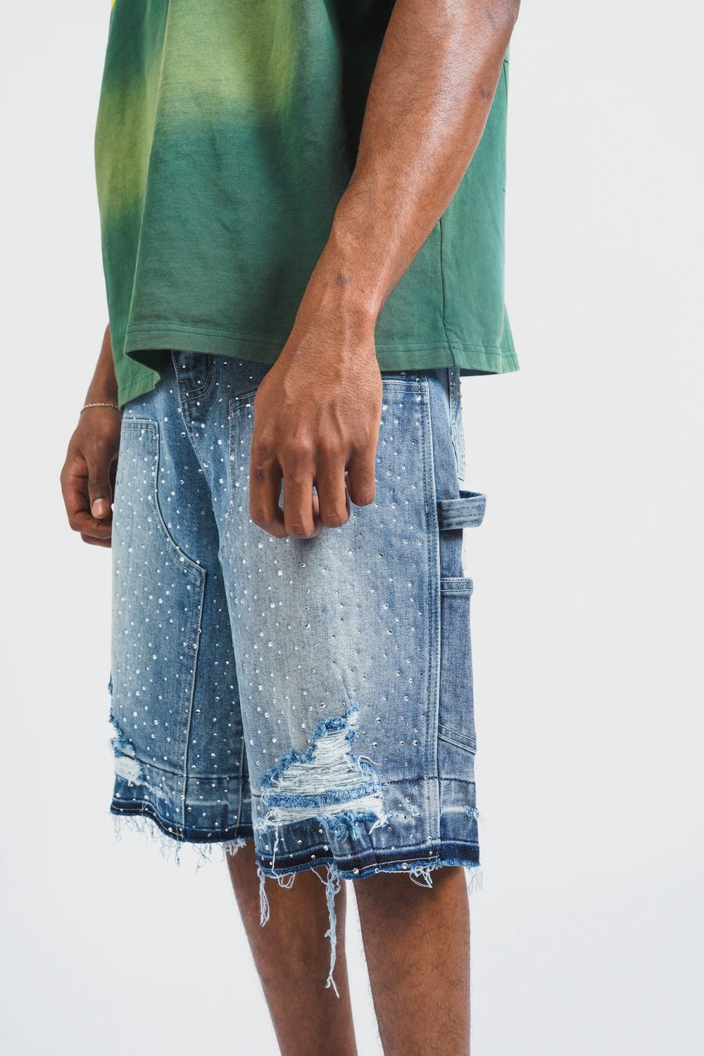 Paper Money Blue Jean Crystalized shorts