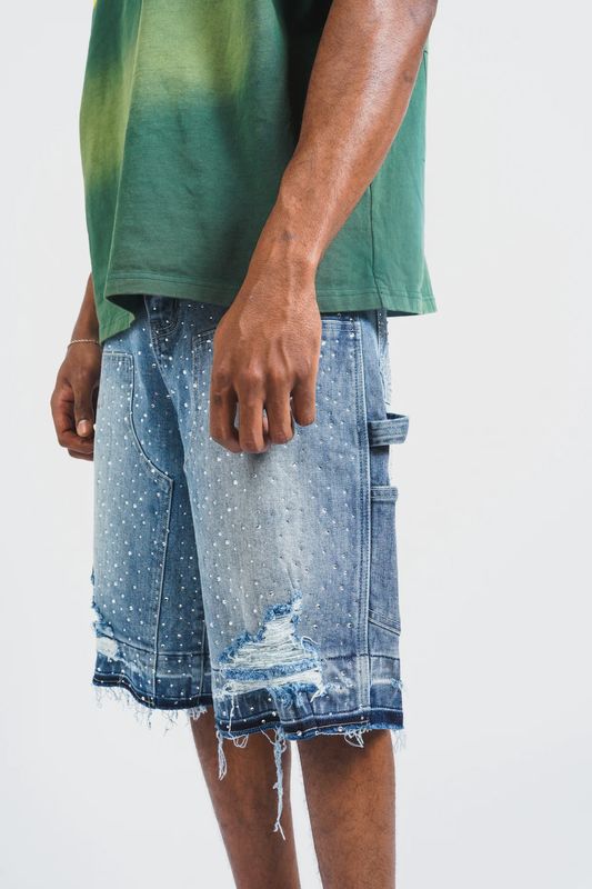 Paper Money Blue Jean Crystalized shorts