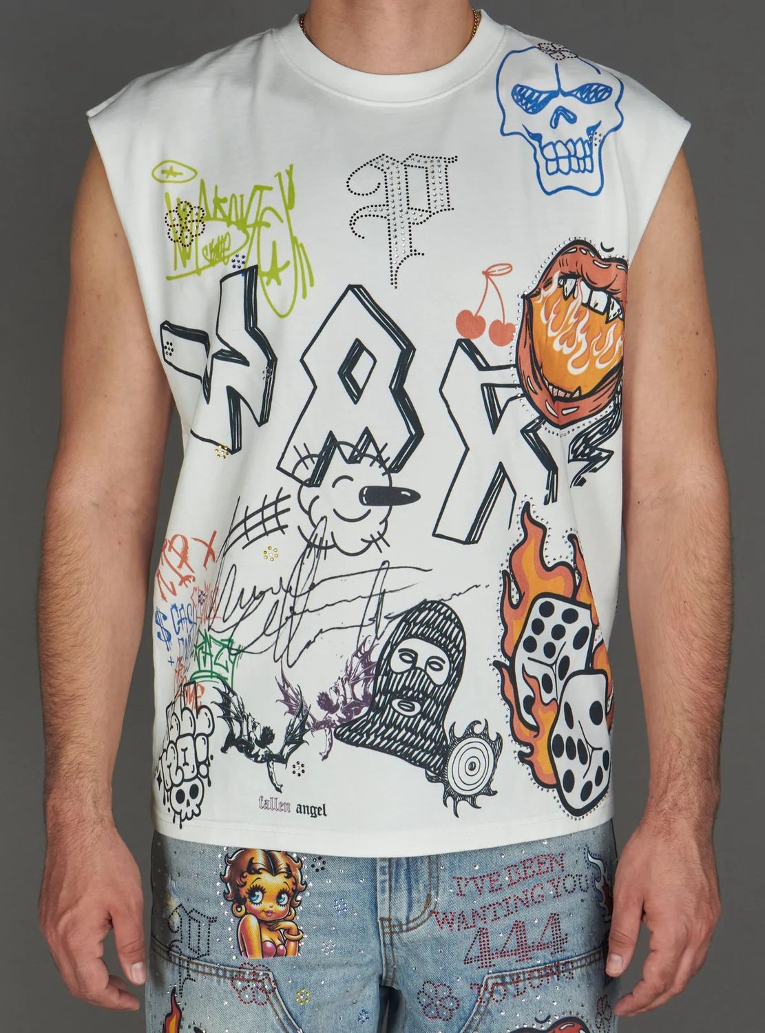 Politics Sleeveless White Wash shirt