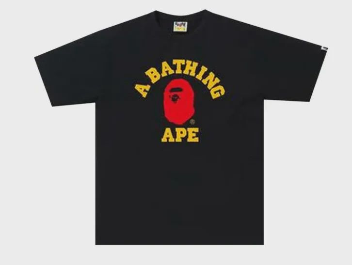 BAPE Colors College Tee (Black/Yellow/Red)