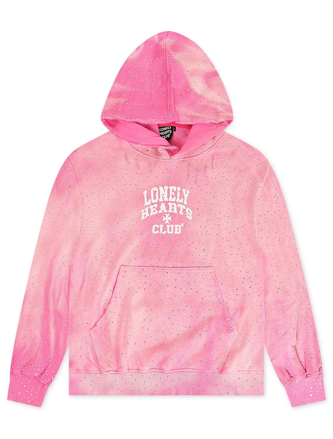 Lonely Hearts Club Rhinestone Hoodie, Colour: PINK, Size: S
