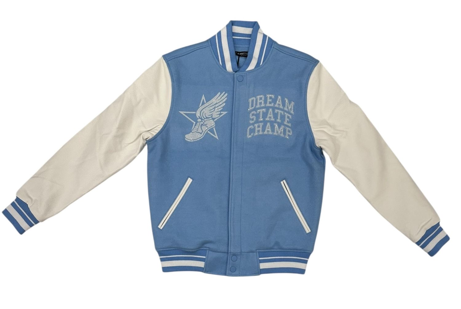 Roku Studios Dream State Rhinestone Varsity Jacket, Colour: UNIVERSITY BLUE, Size: S
