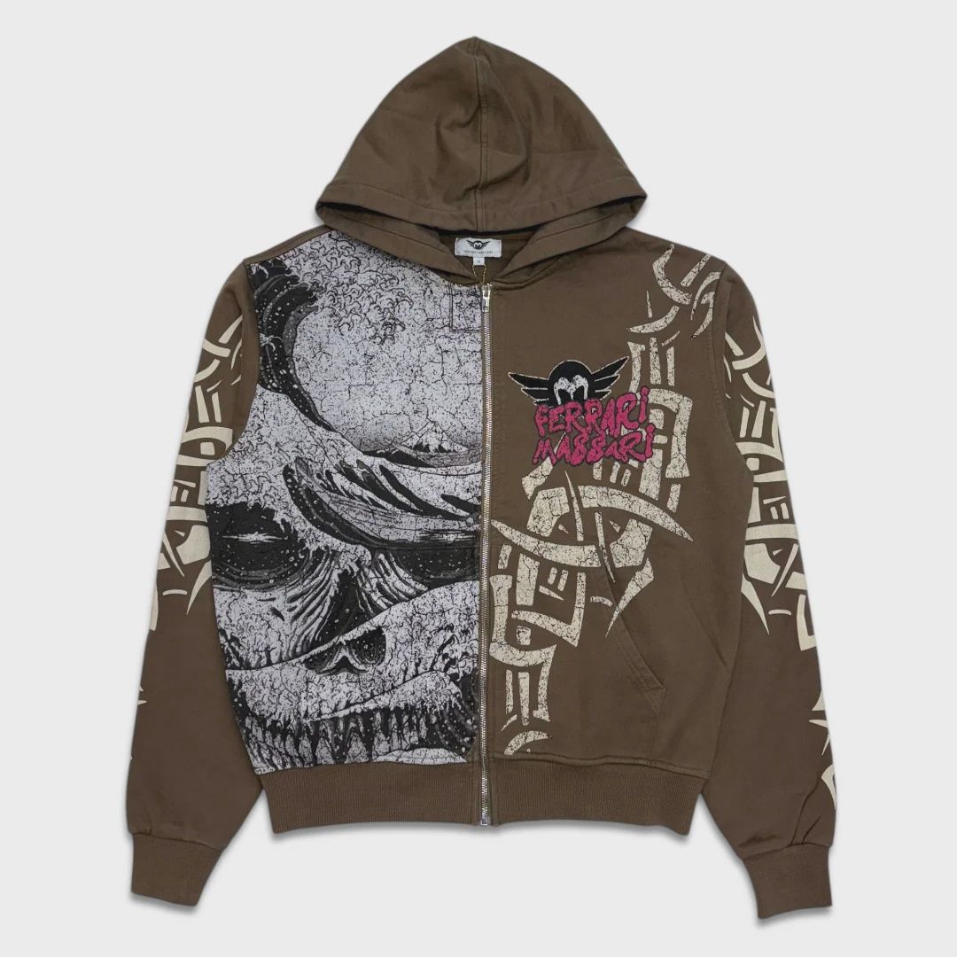 Ferrari Masari "Samurai Drip" Zip-Up Hoodie, Colour: Brown, Size: S