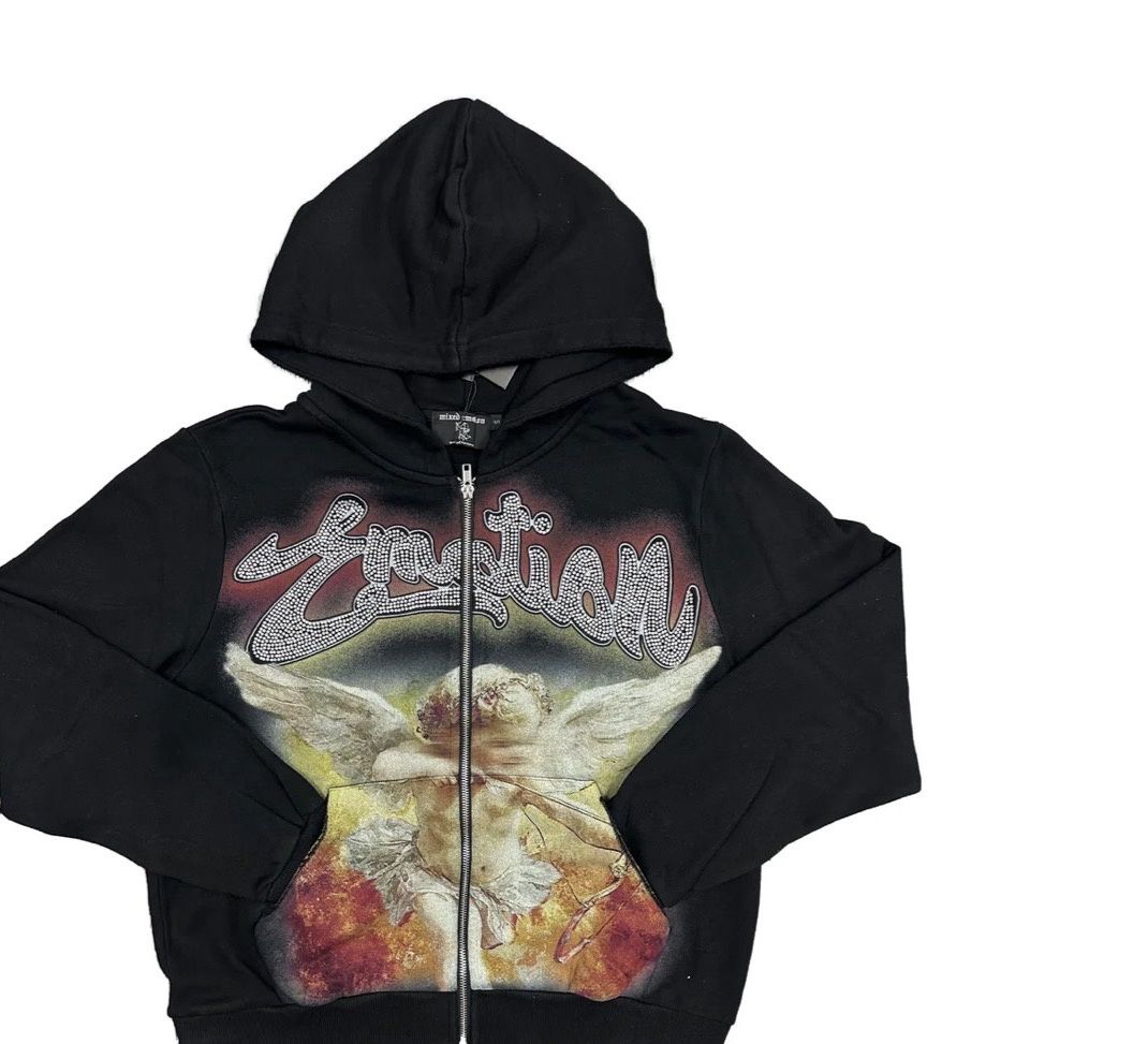 Mixed Emotions Acid Wash Rhinestone hoodie