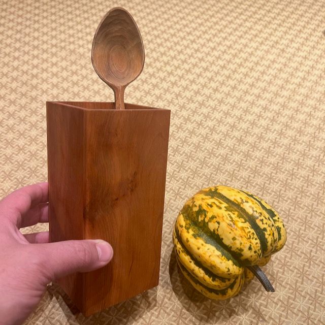 Tall Wooden Spoon Holder