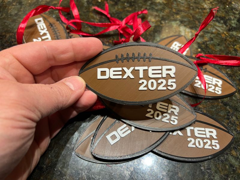 Dexter Football Christmas Ornament (one)
