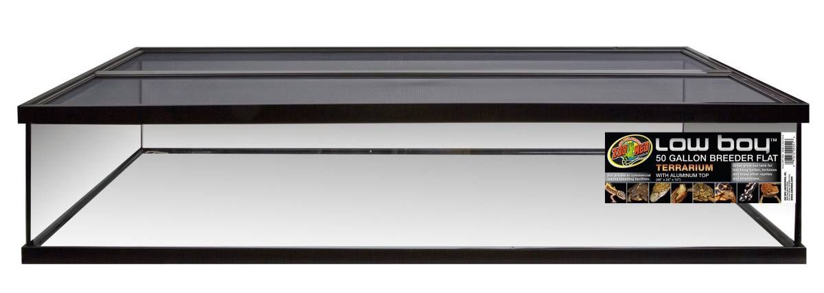 Zoo Med Low Boy Breeder Flat Terrarium with Aluminum Screen Top Black, Clear 48 in x 24 in 50 gal