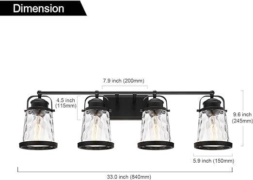 Lucidce Black Vanity Lights 4-Light Farmhouse Bathroom Lighting