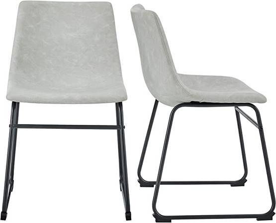 Set of 2 Walker Edison Douglas Urban Industrial Faux Leather, Grey
