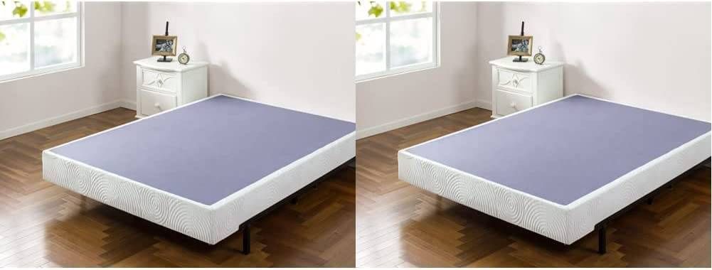 Zinus Metal Box Spring, California King &amp; Metal Box Spring with Wood Slats /7.5 Inch Mattress Foundation/Sturdy Steel Structure