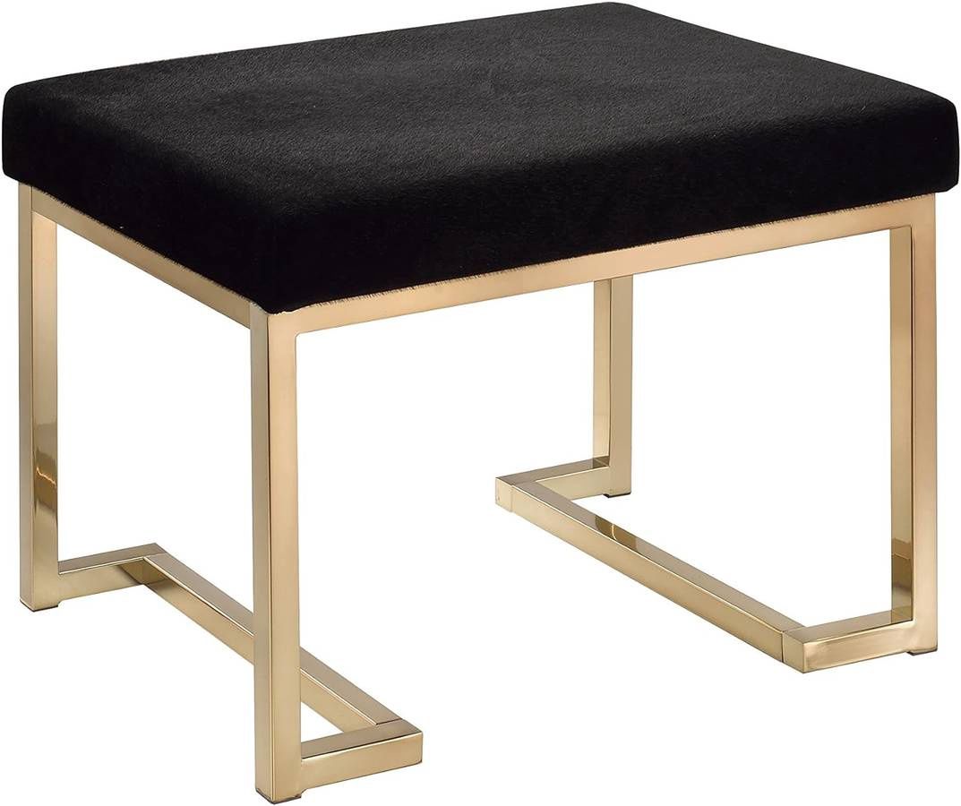 ACME Furniture Acme 96597 Boice Ottoman, black Fabric &amp; Champagne