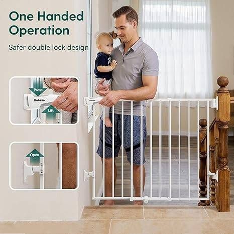 Babelio 26-43&quot; No Bottom Bar Baby Gate for Babies, Elders and Pets, 2-in-1 Hardware Mount Dog Gate for The House, Stairs and Do