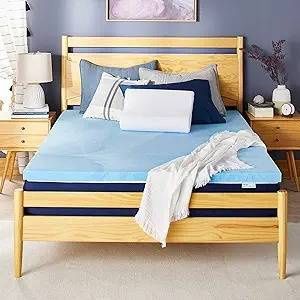 Sleep Innovations 2 Inch Cooling Gel Infused Memory Foam Mattress Topper, Full Size, Cool Comfort, Medium Support